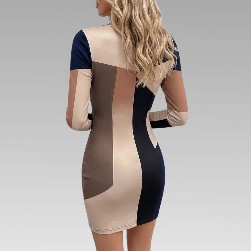 Élise | Robe zippée imprimée à col en V